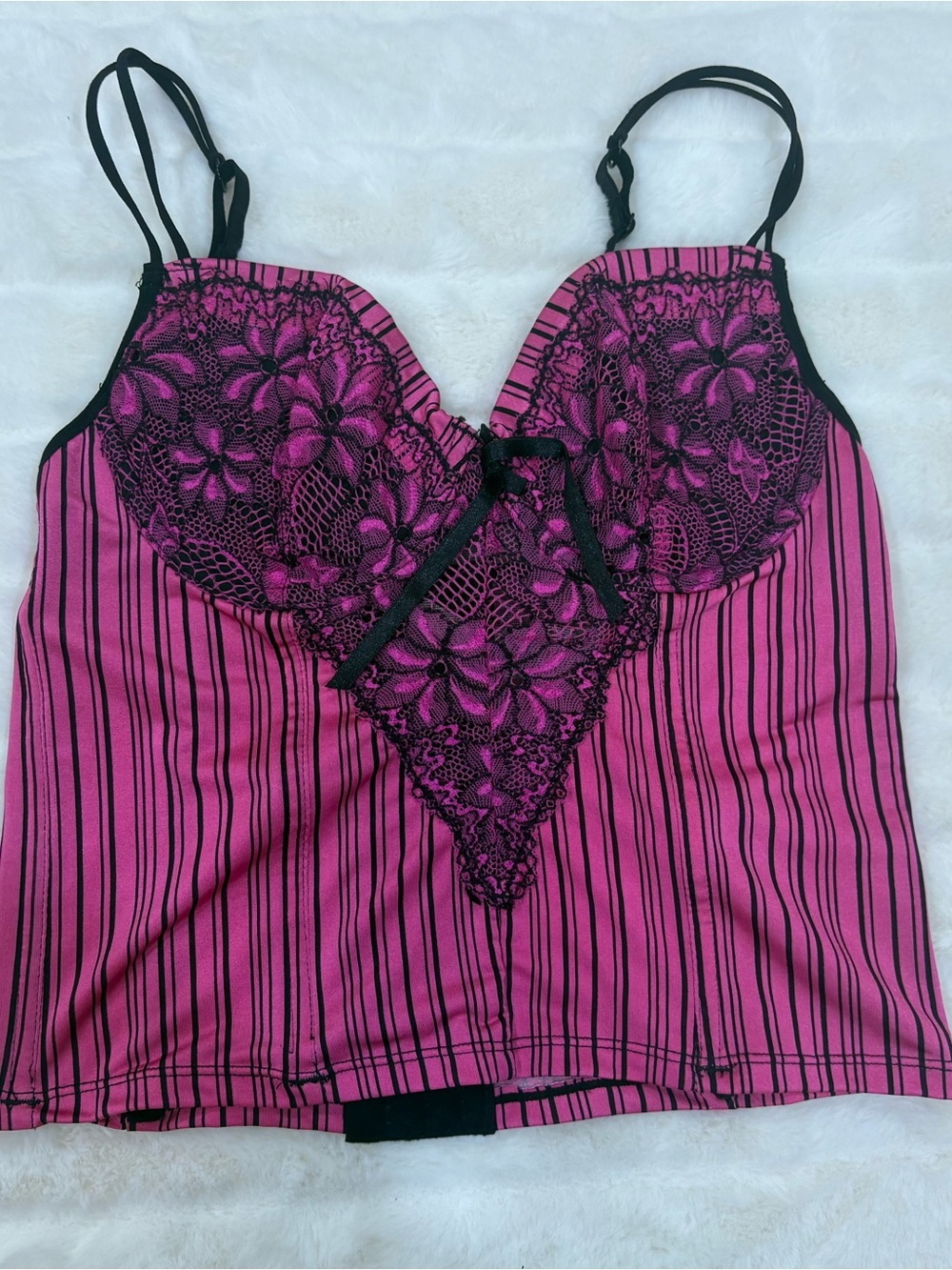 sophie b. Pink and Black Lace Trim Women’s Camisole Top